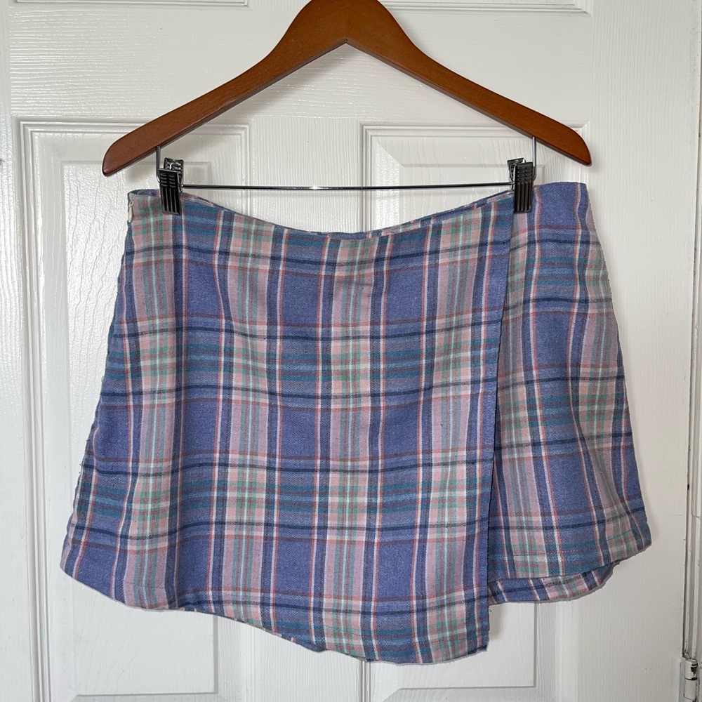 Plaid high waisted skort
